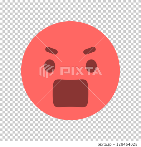 A very angry emoji with a bright red face - a simple image for opposition, protest, fighting, harassment, etc. 128464028