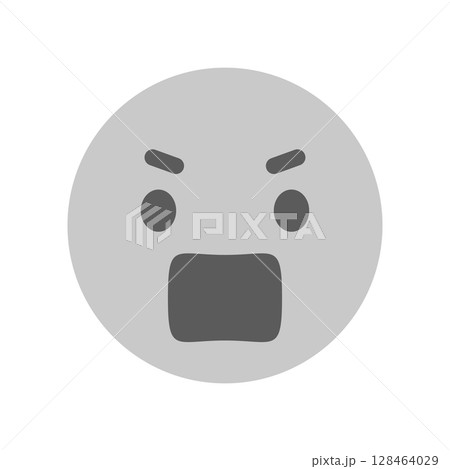 すごく怒っている顔の絵文字 - 反対や抗議、ケンカやハラスメントなどのシンプルなイメージ素材 128464029