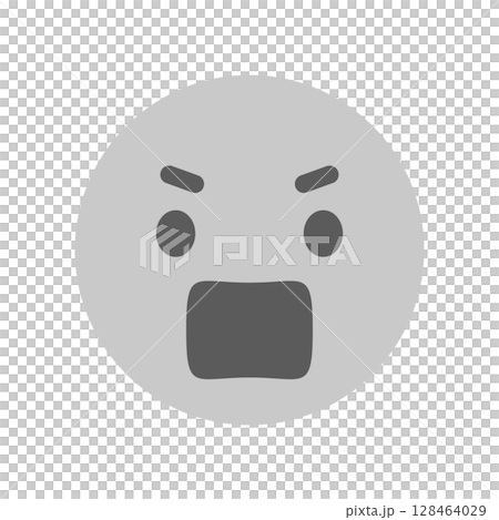 すごく怒っている顔の絵文字 - 反対や抗議、ケンカやハラスメントなどのシンプルなイメージ素材 128464029