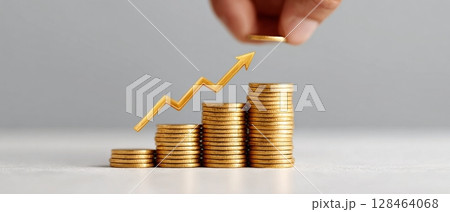 Concept of financial success through profit growth, investment return, capital increase, and wealth accumulation in strategic planning Concept of financial success through profit growth, investment return, capital increase, and wealth accumulation in strategic planning 128464068