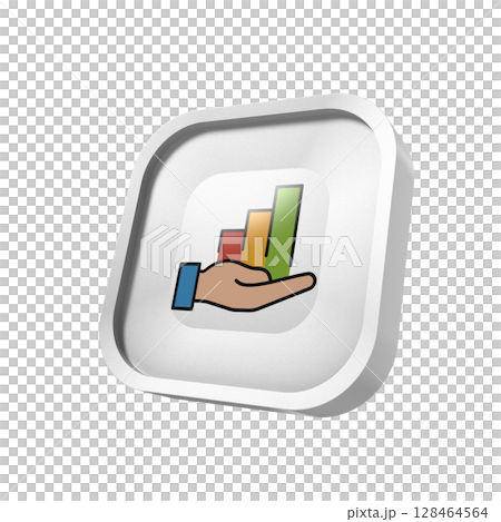 Hand holding a chart icon app in transparent background Hand holding a chart icon app in transparent background 128464564