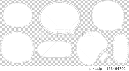 A grey, easy-to-use speech bubble set with dashed lines inside. 128464702