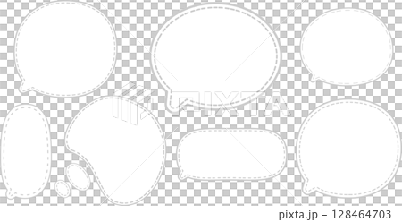 A grey, easy-to-use speech bubble set with dashed lines inside. 128464703