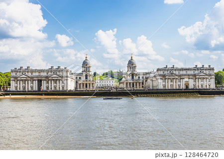 Old Royal Naval College from River Thames, Historic Greenwich London Landmark Old Royal Naval College from River Thames, Historic Greenwich London Landmark 128464720