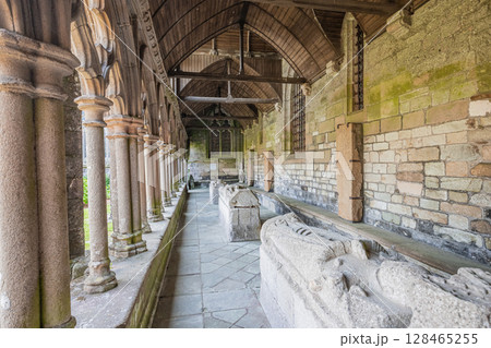 Saint Tugdual cathedral, Treguier, brittany, france, cloister Saint Tugdual cathedral, Treguier, brittany, france, cloister 128465255