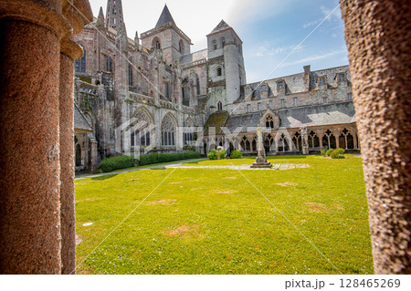 Saint Tugdual cathedral, Treguier, brittany, france, cloister Saint Tugdual cathedral, Treguier, brittany, france, cloister 128465269