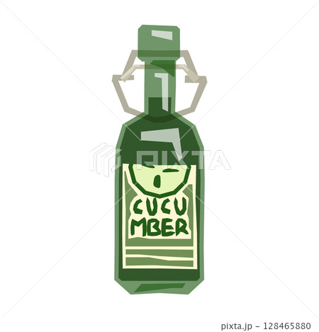 Cucumber Lemonade Bottle Illustration Cucumber Lemonade Bottle Illustration 128465880