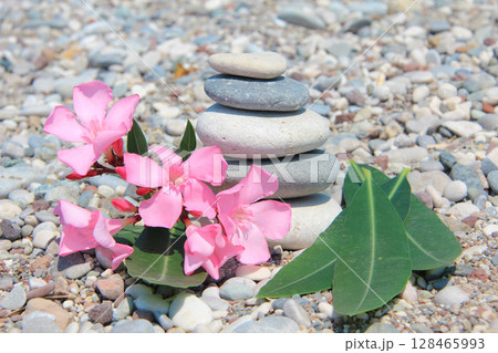 Zen stones on a beach 128465993