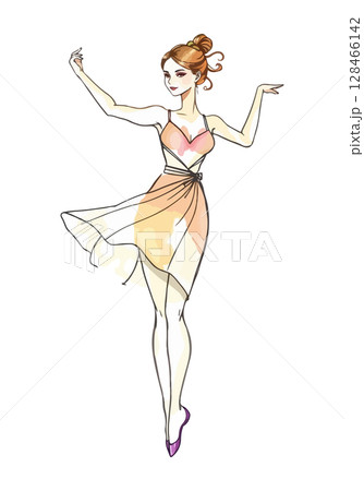 Cute dancer cartoon vector illustration. 128466142