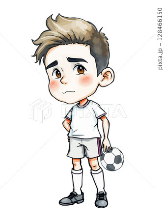 Cute footballer cartoon vector illustration. 128466150