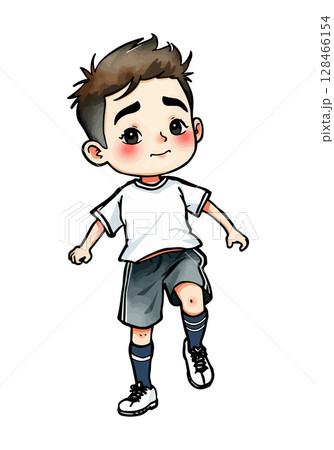 Cute footballer cartoon vector illustration. 128466154