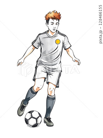 Cute footballer cartoon vector illustration. 128466155