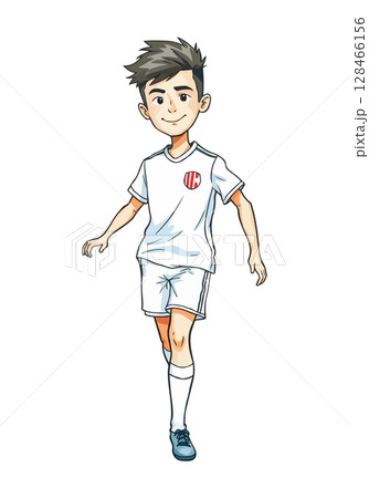 Cute footballer cartoon vector illustration. 128466156