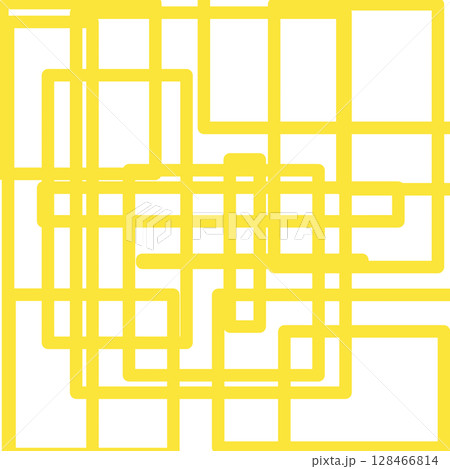 黄色の幾何学的な抽象線アート　四角　未来　素材　背景 128466814