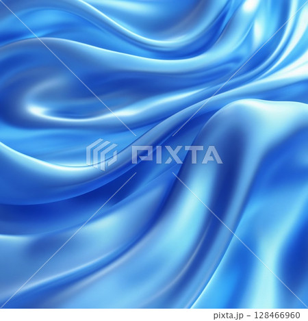Light blue silky fabric with wavy texture. Generative AI 128466960