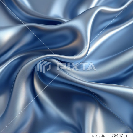 Twisted light blue satin fabric with soft shine. Generative AI 128467153
