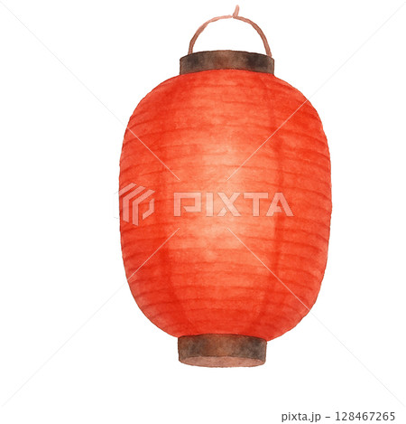 和風赤提灯の切り抜きイラスト 和風赤提灯の切り抜きイラスト 128467265