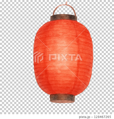 和風赤提灯の切り抜きイラスト 和風赤提灯の切り抜きイラスト 128467265