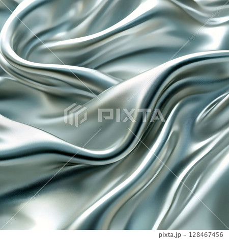Light turquoise silk fabric with soft waves and glossy shine. Generative AI Light turquoise silk fabric with soft waves and glossy shine. Generative AI 128467456