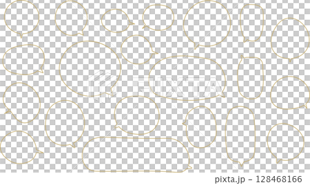 Orange and brown speech bubble set. Hand-drawn line drawing. There are many types to choose from. 128468166