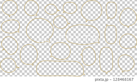 Orange and brown speech bubble set. Hand-drawn line drawing. There are many types to choose from. Orange and brown speech bubble set. Hand-drawn line drawing. There are many types to choose from. 128468167