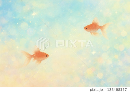 涼しげに泳ぐ優雅な金魚 128468357