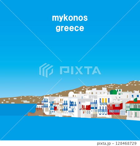 ミコノス　mykonos　リトル・ヴェニス　little venice　ギリシャ　greece 128468729