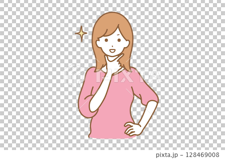 A woman with a flashing expression A woman with a flashing expression 128469008