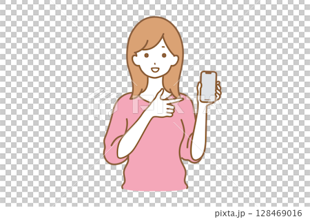 指向智能手機的婦女 128469016
