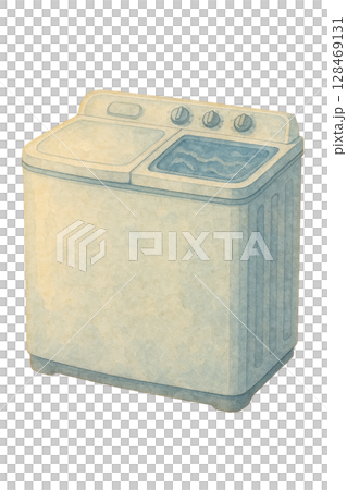 Cutout of a two-tub washing machine 128469131