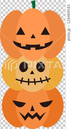Illustration material of three-tiered Halloween pumpkin 128469583