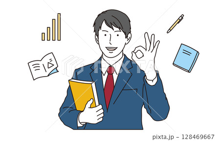 OKサインをする男子高校生のイラスト素材 128469667