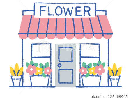 色とりどりの花が並ぶお花屋さん_色 色とりどりの花が並ぶお花屋さん_色 128469943