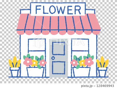 A flower shop with colorful flowers lined up_Color 128469943
