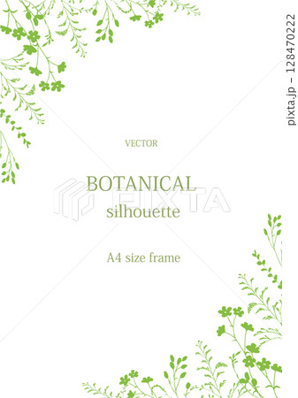 草花のシルエットのフレーム A4サイズ縦 草花のシルエットのフレーム A4サイズ縦 128470222