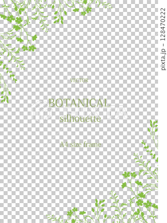 草花のシルエットのフレーム A4サイズ縦 草花のシルエットのフレーム A4サイズ縦 128470222