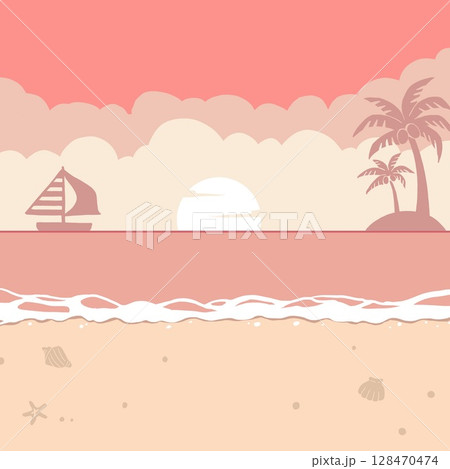 夕方のビーチ 128470474