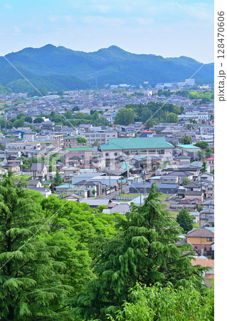 嘉多山公園　展望台からの眺め　街並みの風景　栃木県佐野市 128470606