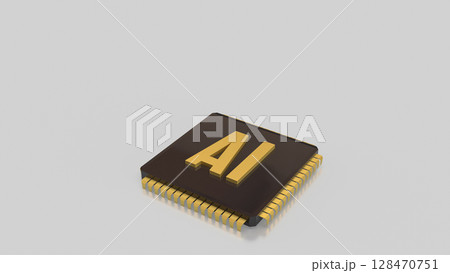 The Gold AI on  IC  for Technology concept 3d Rendering. 128470751