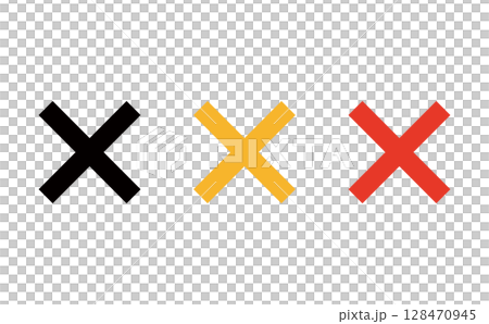 Set of 3 black, yellow and red cross marks 128470945