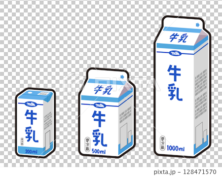 紙パックの牛乳のイラスト 128471570