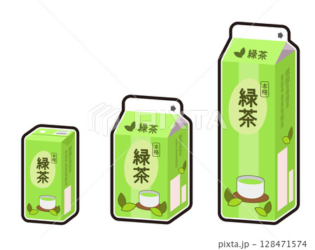 緑茶のパック飲料のイラスト 128471574