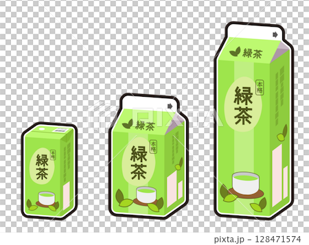 緑茶のパック飲料のイラスト 128471574