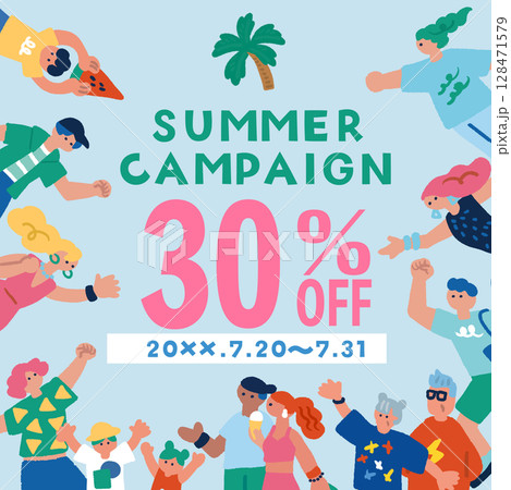 夏　サマーキャンペーン　サマーセール　広告　バナーデザイン 128471579