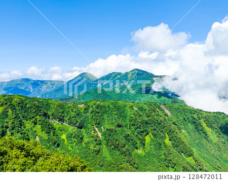 夏の妙高山登山(北峰頂上から焼山・火打山方面の眺め) 夏の妙高山登山(北峰頂上から焼山・火打山方面の眺め) 128472011