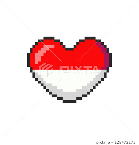 Pixel art Indonesia Flag Heart game asset design 128472173