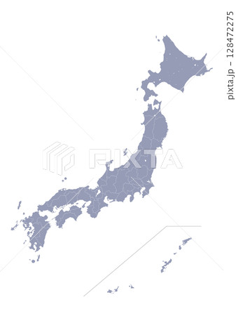 世界地図より、グレー色の日本列島の地図　（Map of Japan） 128472275