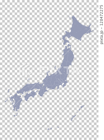 Map of the Japanese archipelago in grey from a world map (Map of Japan) 128472275