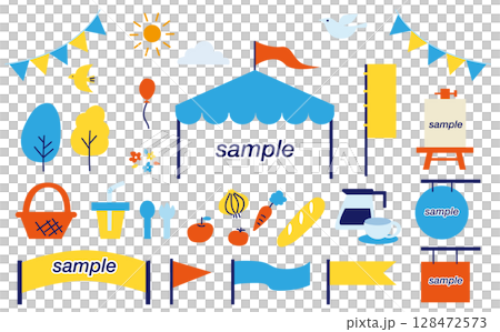 Simple Marche Decoration Illustration Set 128472573