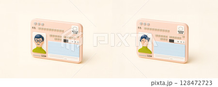 マイナンバーカードのイメージ（男性と女性のセット） 128472723
